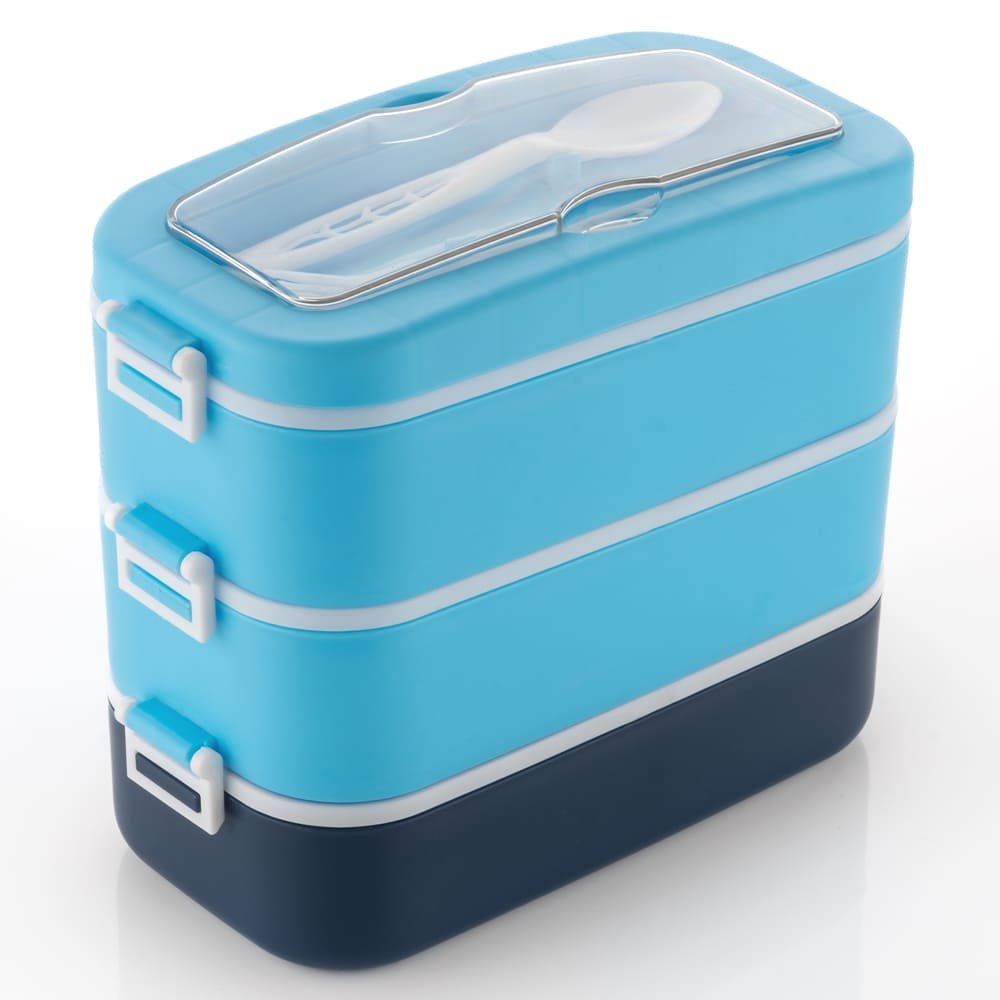 Cronus Exclusive Bento Plastic LunchBox with Spoon and Fork for School,Office & College 3 Containers Lunch Box  (2100 ml)